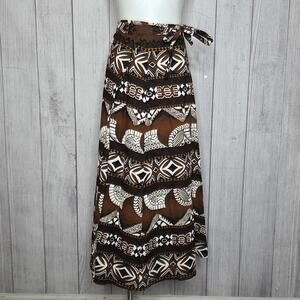 VTG Tapa Designs Hawaii Authentic Polynesian Tapa Print Wrap Skirt, sz Small